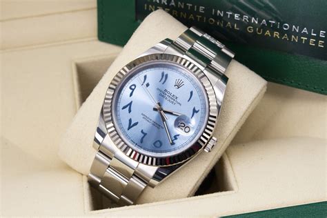 rolex datejust 41 ice blue|rolex datejust 41mm arabic dial.